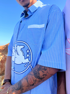 Yingling Chất lượng cao Ngắn Tay áo thời trang dạo phố cổ điển thêu Mans Boxy phù hợp với nút lên mùa hè tùy chỉnh áo sơ mi nam - Product Image 5