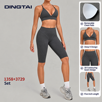 Ensemble de yoga brossé Dingtai pour femmes avec soutien-gorge de sport rembourré et short, séchage rapide pour la gym et la course à pied