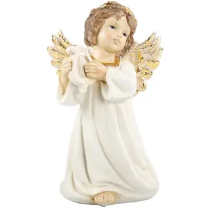 Engel-estatua de Ángel de poliresina oscura para decoración del hogar, estatua de Ángel de cerezas gruesas con Led
