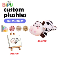 Coussin en peluche personnalisé en forme de vache, rembourré en coton, design allongé, animal en peluche doux, fabrication OEM selon votre conception