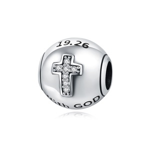 <b>Cute</b> White Brass Cross Angel Zircon Charms Exquisite Religious Style Unisex DIY Jewelry Pendant Set - Product Image 4