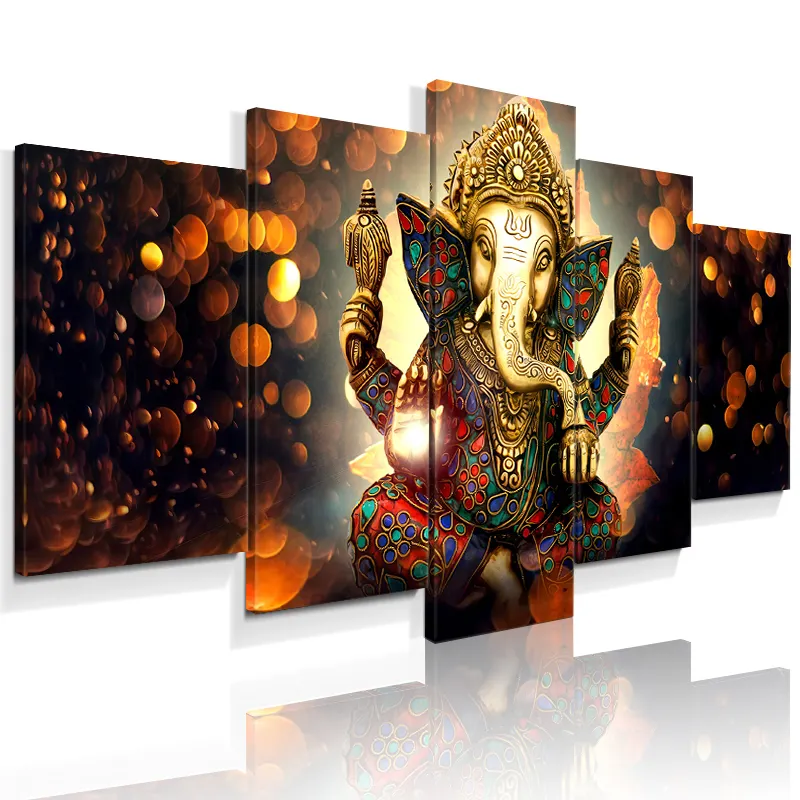 5 Stück extra große Premium Hindu Gott Ganesha Leinwand Wand kunst HD-Druck