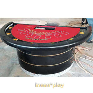 שולחן בלאק ג'ק ופוקר בהתאמה אישית, ברמת קזינו, מתקפל, עם מחזיקי כוסות, משטח טקסס מעץ מלא, מרופד, 2 מסילות משחק מודרניות - Product Image 1