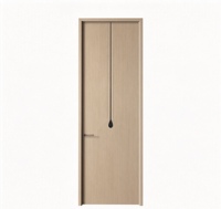 Porte intérieure battante moderne en MDF stratifié PVC, insonorisée, sans peinture, gaufrée, pour chambre à coucher, avec panneau mural et plinthe assortis