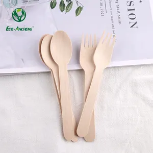 Wholesale Bulk Biodegradable Wooden Cutlery Set Fork And Spoon Set