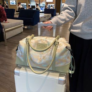 Chinese Style Flower Pattern Tote Travel Bags Multi Functional Luggage Storage Bag for Outdoor Travel Sports Business - Product Image 1