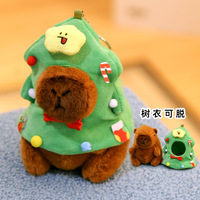 Pendentif en peluche Capybara de Noël, porte-clés Capybara dessin animé tenant un bonhomme de neige, breloque de sac, cadeau de Noël, vente en gros