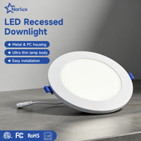 Plafonnier encastré LED 5CCT avec lumière nocturne 3000K IP44 SMD2835, design moderne pour intérieur, 6 pouces, ultra-plat
