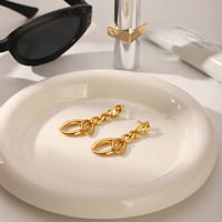 Boucles d'oreilles pendantes ovales à chaîne audacieuse KITI, bijoux inaltérables en acier inoxydable plaqué or 18 carats, boucles d'oreilles tendance
