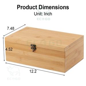 Caja de joyería anticorrosiva Diseño de compartimentos Caja de té de bambú Organizador de almacenamiento Caja de té con cierre de metal - Product Image 4