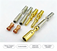 Connecteurs électriques ronds usinés CNC de 1 mm, contacts à sertir, broches mâles et femelles en laiton plaqué or, tolérance de 0,005 mm