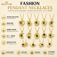 LUOYUNE Fabricant d'origine OEM&ODM Collier pendentif cœur d'amour à projection en laiton plaqué or 18 carats pour cadeau, vente en gros et en vrac