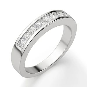 Juego de canales de diamantes de corte princesa, anillo de boda de media eternidad, anillo de regalo de aniversario, anillo de regalo de cumpleaños, anillo de compromiso, - Product Image 3