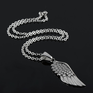 Accessories European and American Trendy Men's Rock Fashion <b>Angel</b> Wings Pendant Stainless Steel Wings Men's Necklace - Product Image 3