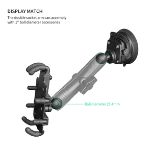 VINmounts Lockable 17cm Dual Socket Arm Aluminum Alloy <b>Stand</b> Compatible 1 Inch Ball RAM System <b>for</b> Mobile Phone/<b>Tablet</b>/Monitor - Product Image 5