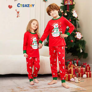 Nuova collezione autunno inverno abbigliamento <span class=keywords><strong>madre</strong></span>-figlia con pigiama rosso per ragazze - Product Image 4