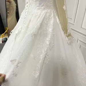 Vestido blanco <span class=keywords><strong>de</strong></span> manga larga para boda 2022, vestidos <span class=keywords><strong>de</strong></span> novia <span class=keywords><strong>de</strong></span> lujo <span class=keywords><strong>de</strong></span> encaje hechos en <span class=keywords><strong>Estambul</strong></span>, Turquía, vestidos <span class=keywords><strong>de</strong></span> novia <span class=keywords><strong>de</strong></span> cola grande paquistaní 2023 - Product Image 1