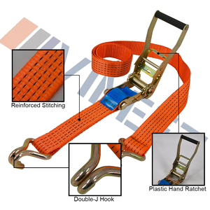 Sangles d'arrimage en polyester 100% <span class=keywords><strong>ERGO</strong></span> 50mm (2 pouces) avec poignée en plastique, orange, à cliquet, pour le transport de charges en gros - Product Image 2