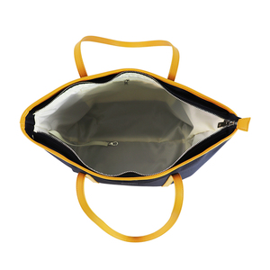 Sac fourre-tout en cuir de toile de transport de tous les jours taille moyenne couleur marine - Product Image 5