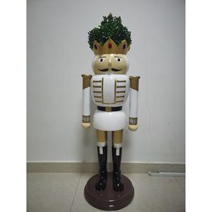 Glass Fiber Reinforced Plastic <b>Nutcracker</b> Sculpture Outdoor Christmas Decoration Figure Floor Mount Durable Resin Material - Product Image 1