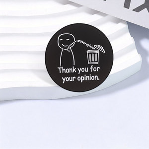 Broche émaillée 'Merci pour votre <span class=keywords><strong>avis</strong></span>' - Humour Sarcastique - Figurine de personnage qui lance une idée dans la poubelle - Badge pour sacs et bijoux - Product Image 2