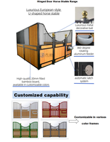 Box de boxage modulaire intérieur pour chevaux en bambou thermolaqué, avec cadre en acier galvanisé à chaud, porte coulissante, certifié CE ISO, garantie 1 an