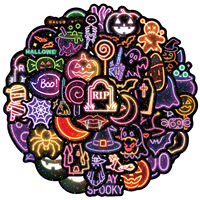 50 autocollants adhésifs personnalisés MC, motif dessin animé monstre néon, pour étiquettes cadeaux classiques de Noël et décorations d'arbre de Noël