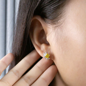 Pendientes de Diamantes de Oro Blanco PT950 MSE-864 de Messi Jewelry para Mujer - Product Image 3