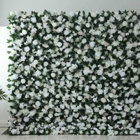 Panneaux de toile murale florale EG-WGFA blanc et vert mélangés pour mariage, montage facile, toile de fond florale dense pour murs de fleurs