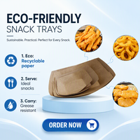 Barquette en papier kraft pour frites, nuggets de poulet, emballage de snacks à emporter, contenant alimentaire écologique, vente en gros, sur mesure