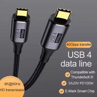 Cable USB4 Tipo C a USB-C PD 100W 5A, Carga Rápida, Salida de Video 8K 60Hz, Compatible con Thunderbolt 4/3