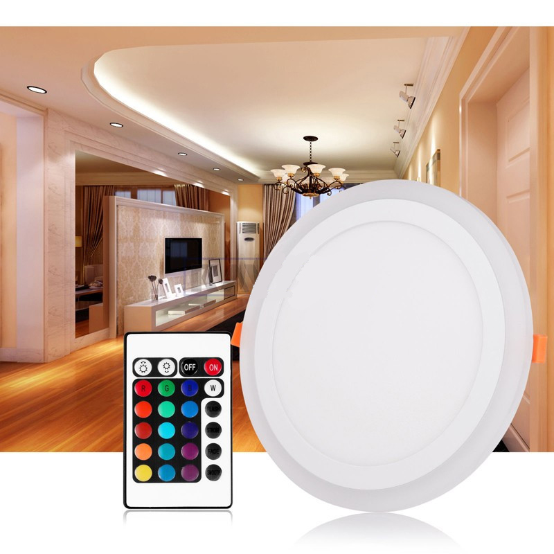 Kısılabilir çift renk beyaz RGB 6W 12W 18W Downlight gömme ışıklar iç mekan aydınlatması gömülü LED Panel AYDINLATMA