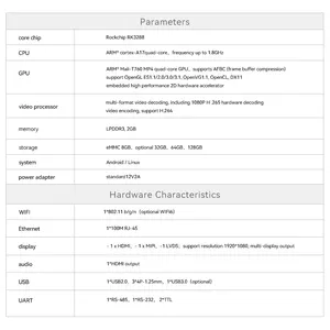 Rockchip RK3288 Quad-core Cortex-A17 1.8GHz Processor Androdi/Ubuntu/Linux WIFI2.4GHz/5GHz Bluetooth 4.2/5.0 Support For 5G/4G