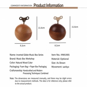 Caja de Música de Madera con Manivela, Bola Giratoria, Mecánica, con Grabado, de Arce y Nogal, Regalo para Decoración del Hogar, Niños, OEM - Product Image 6