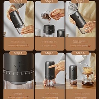 Moulin à café portable manuel rechargeable par USB, réglage de la finesse de mouture réglable, meule en acier inoxydable, capacité de 35 g, pour la maison et les voyages