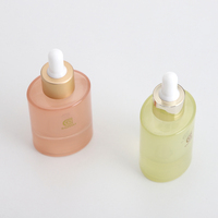 Offre Spéciale – Flacons compte-gouttes ovales en verre de 30 ml, jaune brumeux et rose, avec bouchon compte-gouttes doré et argenté pour huiles essentielles