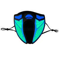 Masque d'Halloween effrayant à demi-visage lumineux, rechargeable, activé par le son, avec panneau LED