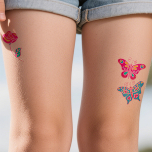 Tatuajes Temporales Infantiles Coloridos al por Mayor, Fáciles de Limpiar, con Diseños de Arcoíris, Flores y Corazones, para Fiestas de Cumpleaños - Product Image 3