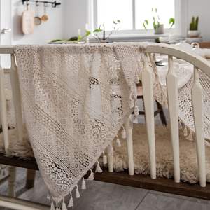 <span class=keywords><strong>Mantel</strong></span> de Lujo Decorativo <span class=keywords><strong>para</strong></span> <span class=keywords><strong>Mesa</strong></span> de Comedor, Oficina o Hogar, de Encaje de Algodón Crochet, Color Blanco Beige, Venta al por Mayor - Product Image 4