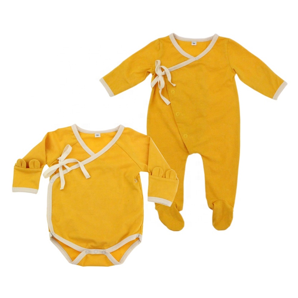 Заводская Гуанчжоу завод, Заказная оптовая чистый цвет органический хлопок кимоно Детский комбинезон