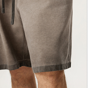 Shorts pour hommes en coton 100% 330 g/m², coupe ample, délavés, effet dégradé de couleur, style décontracté - Product Image 4