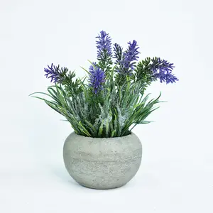 Miniplantas artificiales en maceta, plantas falsas pequeñas, lavanda decorativa en maceta