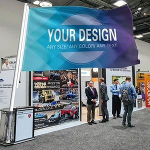 ธงผ้าซาตินโพลีเอสเตอร์ขนาด 3x5 ฟุต พร้อมเสาธงไฟเบอร์กลาส พิมพ์โลโก้ด้วยระบบดิจิทัล ป้องกันรอยยับ สำหรับโฆษณาประชาสัมพันธ์ - Product Image 2