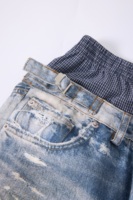 Jean en denim tricoté pour homme, nouvelle collection printemps-été, style streetwear, taille mi-haute, 100% coton, lavable, coupe droite ample