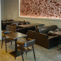 Combinaison Table et Chaise de Café Commercial, Mobilier de Restaurant Vintage, Matériau PU, Design Vert Personnalisable pour Restaurants et Bars