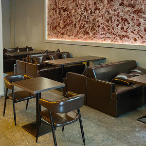 Conjunto de Mesa y Sillas para Cafetería Comercial, Muebles Vintage para Restaurante, Material PU, Diseño Verde Personalizable para <span class=keywords><strong>Restaurantes</strong></span> y Bares - Product Image 4