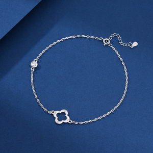 <span class=keywords><strong>Tobillera</strong></span> delicada de Plata de Ley 925 con cadena de cable delgada de circonita cúbica circular - Product Image 2