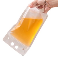 Sachets Doypack en plastique Mylar transparent givré avec fermeture éclair, qualité alimentaire, pour jus et boissons, avec paille, 350ml 500ml 750ml 1000ml