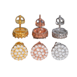 Hip Hop Jewelry 925 <b>Sterling</b> <b>Silver</b> Gold Plated Brilliant Cut Moissanite GRA Certified Earrings <b>Stud</b> Vintage Unisex - Product Image 1