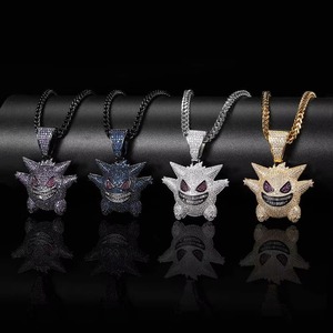 Colliers de luxe pour hommes, style rap et streetwear, avec pendentifs personnalisés en forme de figurine manga, sertis de diamants Moissanite VVS1, plaqué or 14K sur argent S925 - Product Image 6